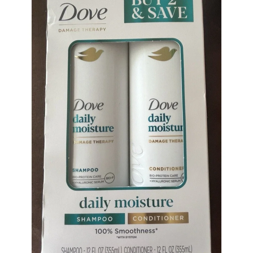 Dove Daily Moisture Damage Therapy Shampoo and Conditioner Set, 12 oz/each